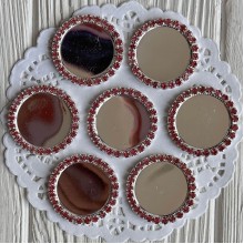 Металическая крышечка со стразами, 3,2 см, розовая, упаковка 100 шт.