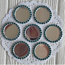 Металическая крышечка со стразами, 3,2 см, бирюзовая, упаковка 100 шт.