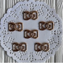 Пряжка прямоугольная с сердечками (пластик), 2,5 см, золото, Большая упаковка 2000 шт.