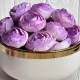 Бутон ранункулюса (пластиковая основа), 4 см, бело-сиреневый, упаковка 25 шт.