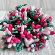 Веточка MIX, изумрудно-малиново-розовая, упаковка 144 шт.