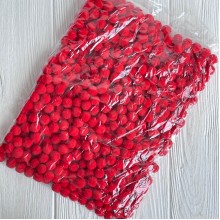 Помпоны бархатные (пастельные), 1,5 см, красные, упаковка 500 шт.