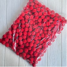Помпоны бархатные (пастельные), 2,5 см, красные, упаковка 250 шт.