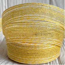 Лента мешковина леска (с белой ниткой), 2,5 см, желтая, рулон 9 м