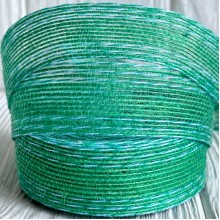 Лента мешковина леска (с белой ниткой), 2,5 см, зеленая, рулон 9 м