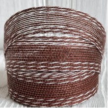 Лента мешковина леска (с белой ниткой), 2,5 см, шоколадная, рулон 9 м