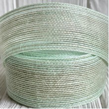 Лента мешковина леска (с белой ниткой), 4 см, мятная, рулон 9 м