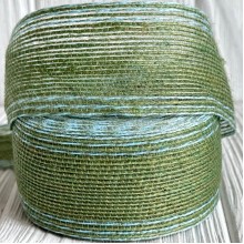 Лента мешковина леска (с белой ниткой), 4 см, оливковая, рулон 9 м