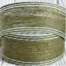 Лента мешковина леска (с белой ниткой), 4 см, хаки, рулон 9 м