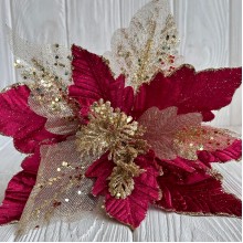 Пуансеттия бархатная (С30258), 31х30 см, бордовая, шт.