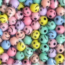 Бусина круглая с улыбкой, 10 мм, пастельный микс, упаковка 500 г