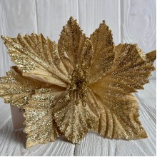 Пуансеттия бархатная (С30265), 20х30 см, золотая, шт.