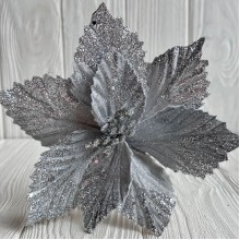 Пуансеттия бархатная (С30265), 20х30 см, серебряная, шт.