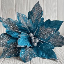 Пуансеттия бархатная (С30257), 31х30 см, бирюзовая, шт.