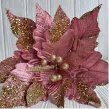 Пуансеттия бархатная (С30257), 31х30 см, пудровая, шт.