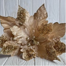 Пуансеттия бархатная (С30257), 31х30 см, золотая, шт.