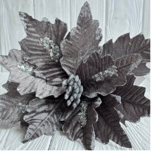 Пуансеттия бархатная (С30263), 25х30 см, графитовая, шт.