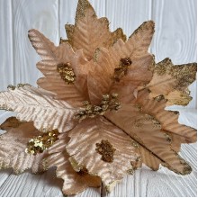 Пуансеттия бархатная (С30263), 25х30 см, золотая, шт.