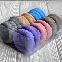 Резинка нейлон в коробке (широкая), 4,5х2 см, лилово-пудрово-серая, упаковка 12 шт.