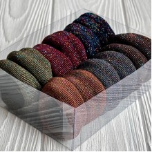 Резинка нейлон в коробке (широкая), 4,5х2 см, шоколадно-серо-коричневый люрекс, упаковка 12 шт.