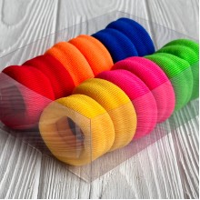 Резинка нейлон в коробке (широкая), 4,5х2 см, желто-малиново-салатовая, упаковка 12 шт.