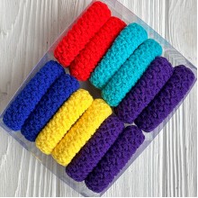 Резинка в коробке (вязка), 4,5 см, фиолетово-желто-синяя, упаковка 12 шт.
