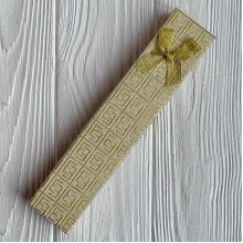 Коробочка для украшений прямоугольная, 21х4,3 см, золото, узор с парчовым бантиком, 1 шт.
