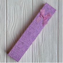 Коробочка для прикрас прямокутна, 21х4,3 см, рожева, візерунок з парчовим бантиком, 1 шт.