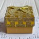 Коробочка для украшений квадратная, 4,5х4,5х3 см, золото, узор с парчовым бантиком, 1 шт.