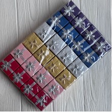 Набор коробочек для украшений квадратный, 4х4х3 см, с парчовой ленточкой, УПАКОВКА 24 шт.