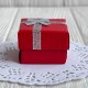 Коробочка для украшений квадратная, 4х4х3 см, красная, с парчовой ленточкой, 1 шт.