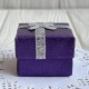 Коробочка для украшений квадратная, 4х4х3 см, темно-фиолетовая, с парчовой ленточкой, 1 шт.