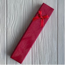 Коробочка для украшений прямоугольная, 21х4,3 см, красная, с атласной ленточкой, 1 шт.