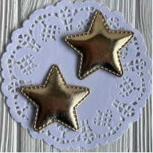 Аппликация/патч, звездочка (экокожа), 4,8 см, золото, упаковка 20 шт.