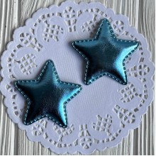 Аппликация/патч, звездочка (экокожа), 4,8 см, бирюзовая, упаковка 20 шт.