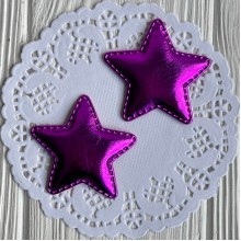 Аппликация/патч, звездочка (экокожа), 4,8 см, малиновая, упаковка 20 шт.