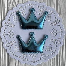 Аппликация/патч, корона (экокожа) велика, 5,5х3,8 см, бирюзовая, упаковка 20 шт.