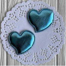 Аппликация/патч, сердечко (экокожа), 4,7 см, бирюзовый, упаковка 20 шт.