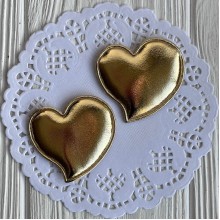 Аппликация/патч, сердечко (экокожа), 4,7 см, золото, упаковка 20 шт.