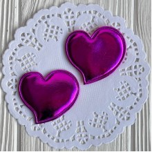 Аппликация/патч, сердечко (экокожа), 4,7 см, малиновая, упаковка 20 шт.