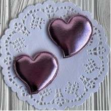 Аппликация/патч, сердечко (экокожа), 4,7 см, пюсовая, упаковка 20 шт.