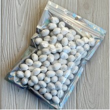 Пасхальные яйца (L00717), 1,5х1,8 см, белые с серебром, упаковка 100 шт.