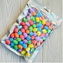 Пасхальные яйца (L00712), 1,5х1,8 см, цветные с черным, упаковка 100 шт.