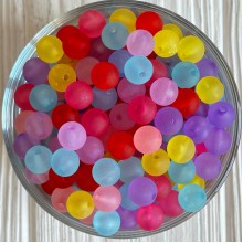 Бусина прозрачная матовая, 10 мм, цветной микс, упаковка 500 г