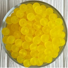 Бусина прозрачная матовая, 8 мм, желтая, упаковка 500 г