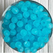 Бусина прозрачная матовая, 8 мм, светло-бирюзовая, упаковка 500 г