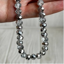 Бусины Рондель хрусталь, 8 мм, серебряные, нитка 65-68 шт.