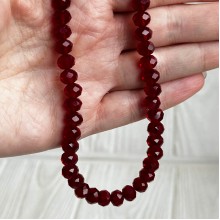 Бусины Рондель хрусталь, 8 мм, бордовые, нитка 65-68 шт.