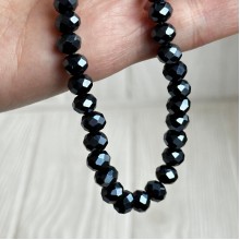 Бусины Рондель хрусталь, 8 мм, графитовые, нитка 65-68 шт.