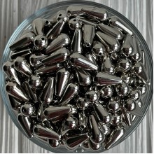 Бусина капля, 16х8 мм, серебро, упаковка 250 г